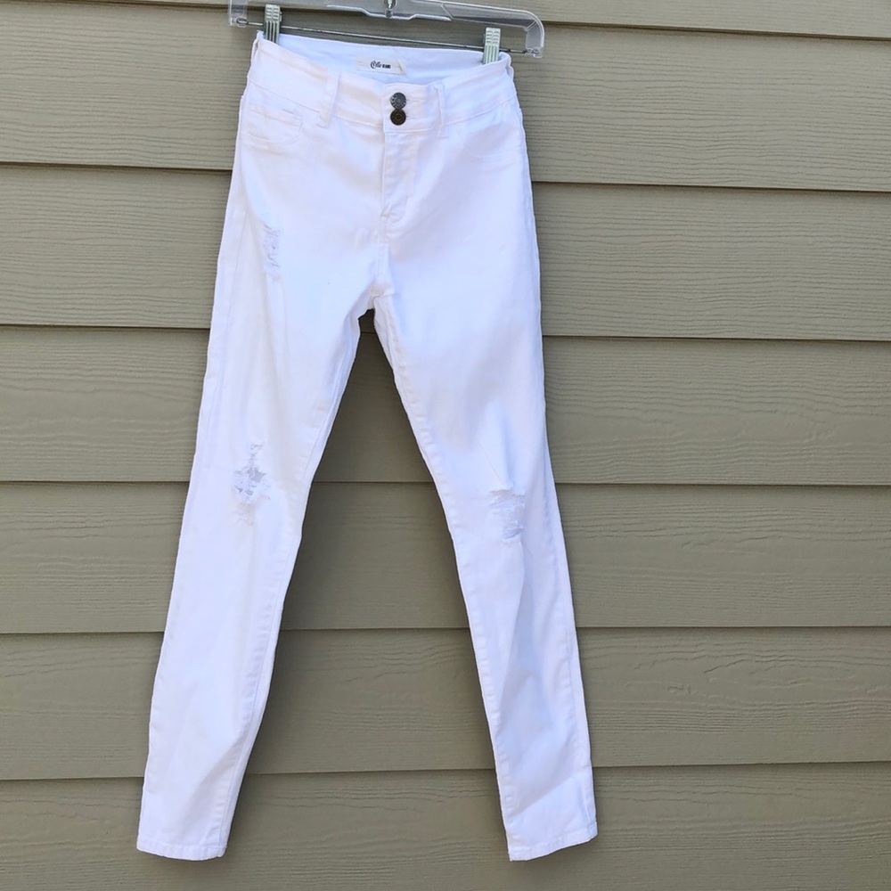 High Waisted Distressed Skinny Jeans- High Rise